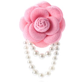 Vintage Camellia Pearl Tassel Brooches Bracelet Bohemian Pearl Safety Pins Bracelets Flower Hairpin Headpieces Shawl Pins Dainty Elegant Lapel Pin Wedding Party Dress Accessories for Women (Light Pink)