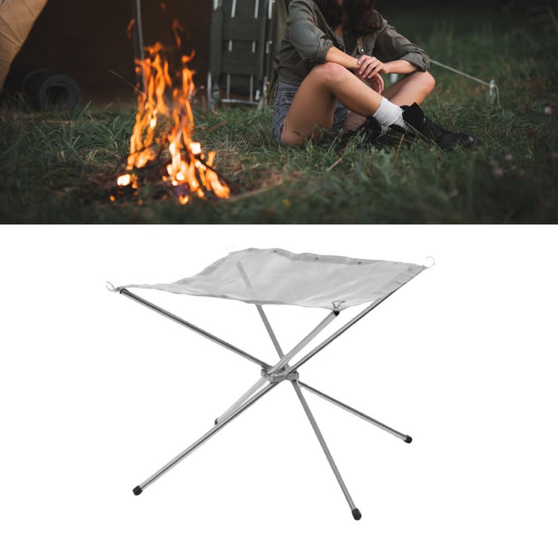 Outdoor Portable Fire Pit Folding Bonfire Rack Camping Barbecue Mesh