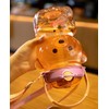 JRIQH Kawaii Bear Straw Bottle,Leak-Proof Water Bottle with Adjustable &