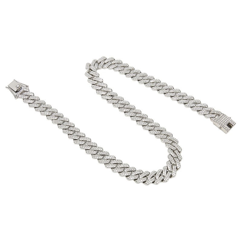 19.7in Necklace Rhombus Full Rhinestones Cool Double Layered Chain Necklace