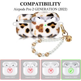 Cute Case for Airpods Pro 2 Leopard Print Hard TPU Cover Compatible with AirPods Pro 2nd Generation (2022) Shell for Women