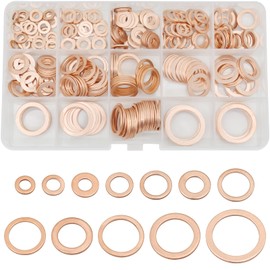 SHRJ 300pcs Premium Copper Metric Sealing Crush Washers Assortment Kit, Crush Washer Oil Drain Plug, Automotive Drain Plug Gaskets Aluminum Flat Washer Assortment Kit (M5 M6 M8 M10 M12 M14 M16 M20)