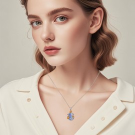 AIZANYU Dragonfly Necklace Sterling Silver Light Purple Agate Teardrop Pendant lilac Stone Animal Necklace Jewelry Gifts for Women