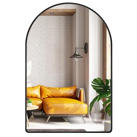 MYlovelylands 24x36 inch Black Arched Mirror for Bathroom Vanity Mirror or Wall Decor Arch Mirror Brushed Metal Frame Wall Mounted Mirror for Bathroom LivingRoom Bedroom Entryway