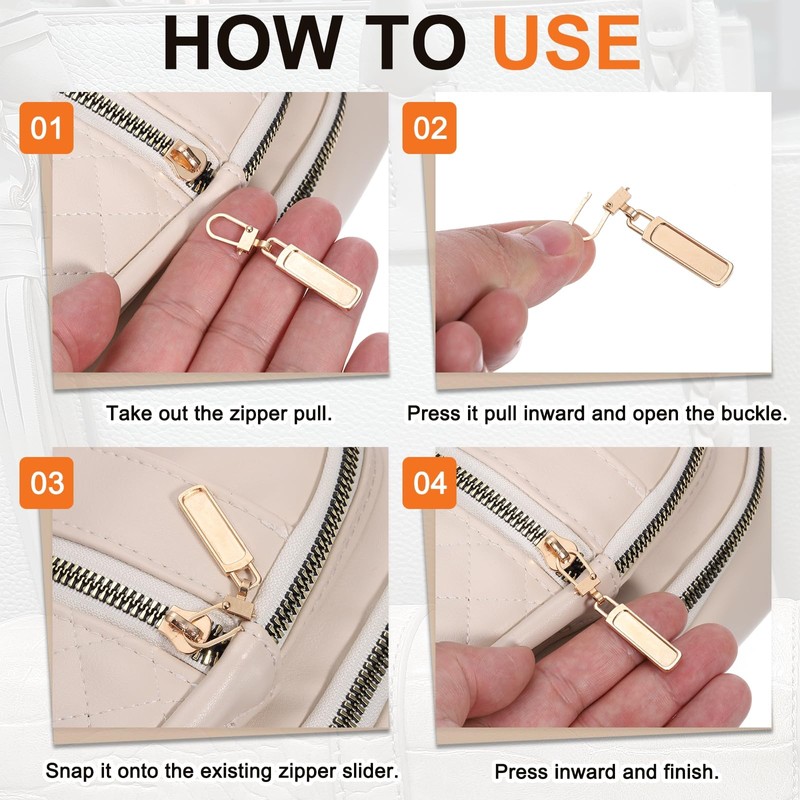 MECCANIXITY Zipper Pull Charm 6 Pcs 1-2mm Thickness Detachable Zipper