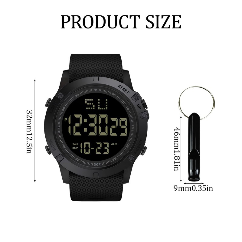 atnayo Referee Watch, Digital Waterproof Wrist Stopwatch with Whistle for