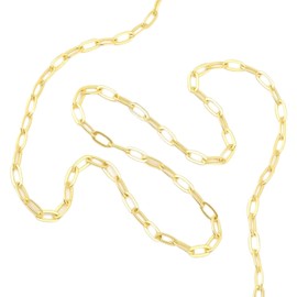 RENAIZ 14K Real Gold Plated Paperclip Necklace, Chain Choker, Dainty Hypoallergenic, Silver Gold Necklace, Chain 17.5"-19.5", Trendy Fashion Gold Jewelry, Gifts for Women (Yellow Gold)