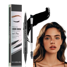 Eyebrow Pencil,2 Fork Tip &Precise Brush-Tip,Waterproof Eye Brow Pencil,Eyebrow Pencil Microblade Effect,for Natural Looking Defined Eyeb/rows,Microblading Eye/brow Pen,Eye/brow Filler(Black)