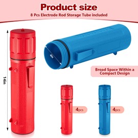 Zonon 8 Pcs Welding Rod Holder Stick Welding Electrode Rod Storage Tube 14 Inch Rod Storage Container Airproof Welding Rod Holder Waterproof Storage Canister for Welding Rod(Red Blue)