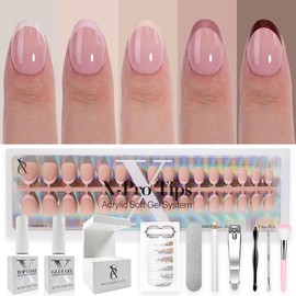 SXC Cosmetics X-Pro Tips French Tip Press On Nails, Skin Tone Series Starter Kit  for DIY Nail Art Nail Polish Polish Gel Extension Nailcare:_ST119KIT-S Coffin