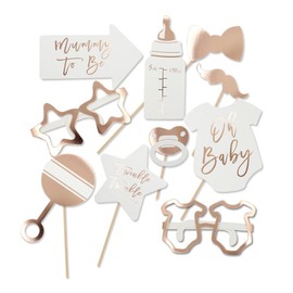 EIHI Pack of 10 Baby Shower Decoration, Rose Gold Baby Shower Photo Props Oh Baby Garland Decoration, Baby Shower Party Photo Box Accessories, Party Accessories for Baby Shower, Baby Shower, Gender