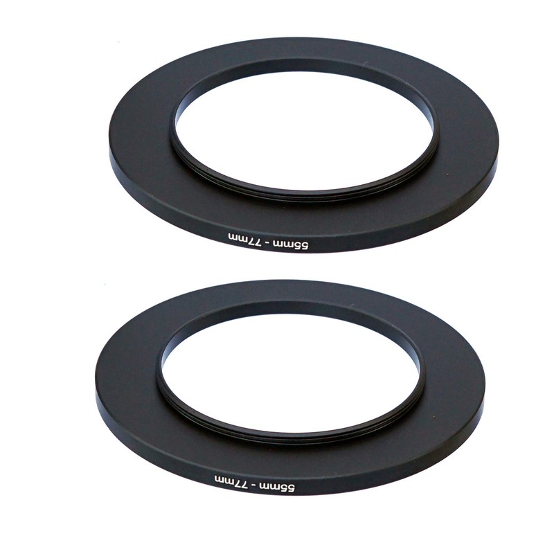 (2 Pcs) 55-77MM Step-Up Ring Adapter, 55mm to 77mm Step