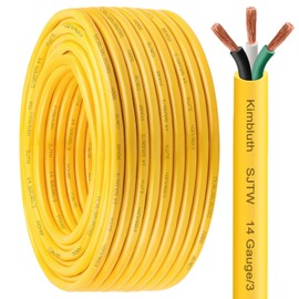 Kimbluth SJTW 14/3 Wire 100FT Heavy Duty Copper Wire, 14 Gauge 3 Conductor Outdoor Extension Power Cable for Battery, Automotive， Motor, Industrial