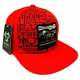 Top Level CALIFORNIA REPUBLIC Snapback Cap Hat CA CALI Bear Flag OSFM Red NWT