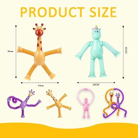 VONJUMA Pack of 4 Telescopic Suction Cup Giraffe Unicorn Toy Sensory Giraffe Toy Telescopic Suction Cup Toy Funny Educational Stress Relief