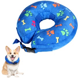 ANWA Inflatable Dog Collar Cat Recovery Collar Inflatable Pet Protection Cover Collar Cat Cone Collar After Surgery Adjustable Recovery Pet Cone Dog Cone Collar for Medium Dog and Cat, Blue Medium