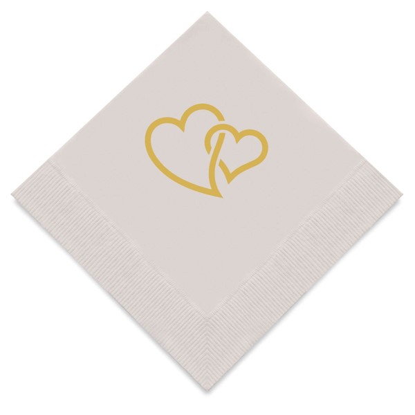 Weddingstar 3-Ply Gold Foil Cocktail Napkins Grey - Linked Double