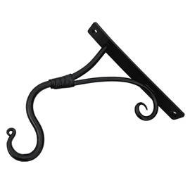 Living Ideas Hand Forged Scroll Hanging Plant Hanger Outdoor Iron Handmade Hanging Shepherds Hook for Bird Feeders Lanterns and Flower Baskets Farmhouse Heavy Duty Leaf Garden Plant Bracket