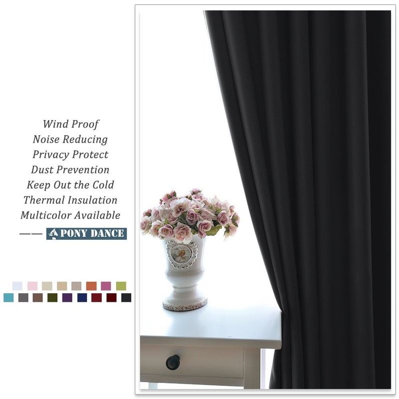 PONY DANCE Blackout Thermal Insulated Curtain for Bedroom, 34 x