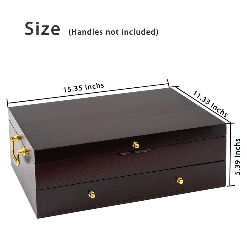 GENRICE Wooden Silverware Chest without Silverware Double-layer, Silverware Box Storage