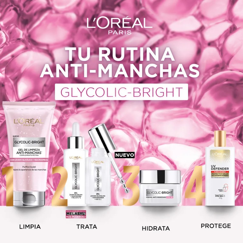 Anti-manchas Glycolic Bright con Ácido Glicólico y Niacinamida de L'Oréal