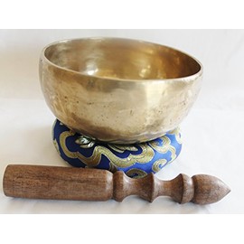 bowlsofnepal F5 5" Energetic Palm Size Throat 'G' Chakra Healing Tibetan Singing Bowl Made in Nepal