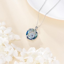 JERWLI Evil Eye Necklace 925 Sterling Silver All Seeing Eye Crystal Pandent Tree of Life Necklaces Amulet Protection Jewellery Gifts for Women Female Mother