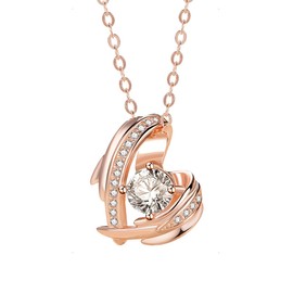 KONFEN Ballerina Chain 925 Silver, Necklace Pendant Necklaces with Zircon, Silver Heart Chain Wing Necklace, Ballet Dancer Chains, Jewellery Gifts for Girls, Women, Valentine's Day (Silver/Gold),