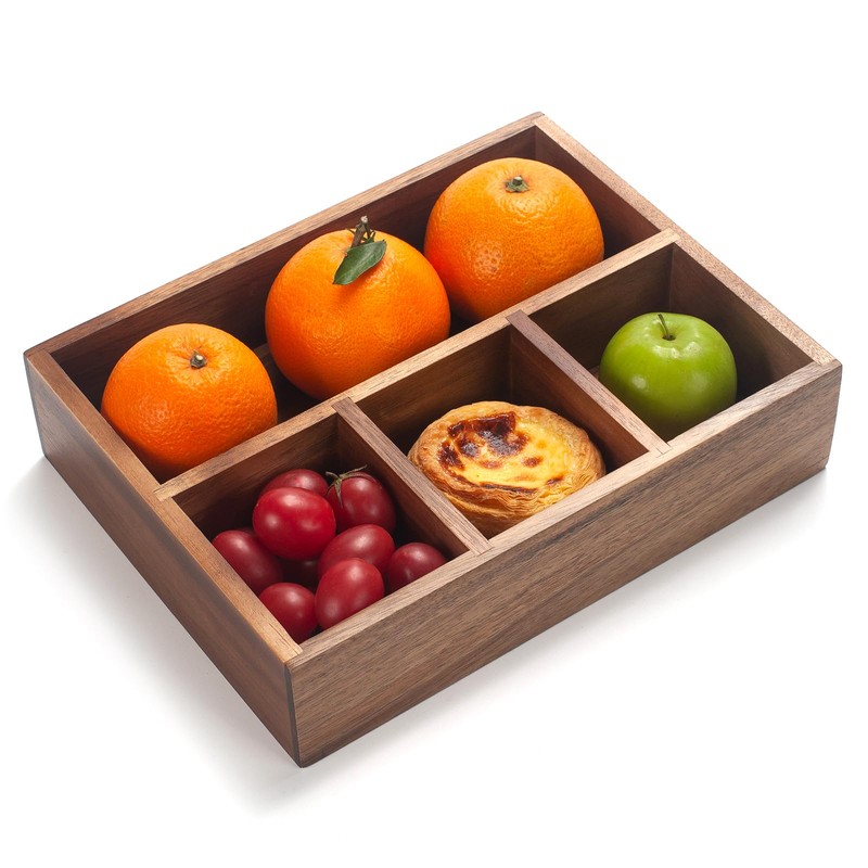 XIMISISE Tea Bag Holder, Acacia Wood Tea Bag Storage Organizer,
