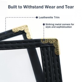 12 Pack of Cafe-Style Menu Covers – Durable Double-Stitched Edges, Crystal Clear Vinyl Protection, Easy-Insert Design (2 Pages/4 Views, Standard 8.5” x 11” Size, Perfect for Restaurants)