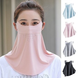 Airhole Summer Sun Protection Cooling Neck Cover Mask Black 2ea