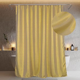 Popkozzi Gold Shower Curtains for Bathroom: 96 Inch Glitter Sparkle Bling Fabric Decorative Shower Curtain - Waterproof Washable Luxury Elegant Fancy Glam Metallic Shimmer Bath Curtain - 72x96
