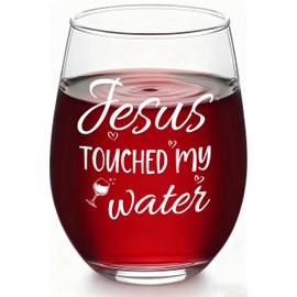 Slugeren Jesus Gifts for Women - Jesus Touched My Water Wine Glass 17Oz, Mother's Day Christmas Birthday Retirement Gift for Christian Faith, Christian Faith Religious Gifts for Women