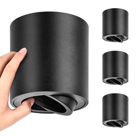 YindaLux Set of 4 surface-mounted spotlights, black: 30° swivelling surface-mounted spotlights with GU10 socket, suitable for GU10 and LED modules (without GU10 lamp), diameter 80 mm, round