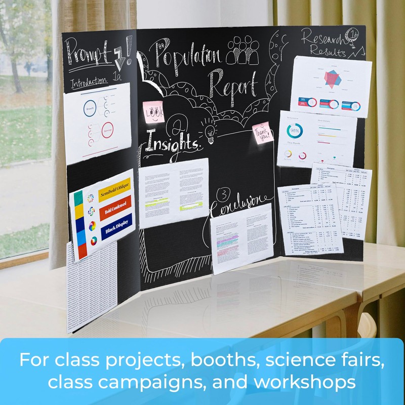 BAZIC Products Trifold Poster Board – Black Corrugated Cardboard Display