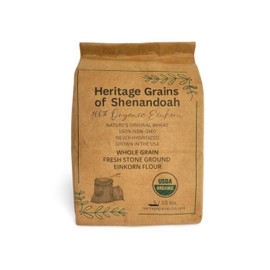Organic Whole Grain Einkorn Flour, Fresh Stone-Ground & USA Grown, Heritage Grains of Shenandoah- great for gluten issues (Fresh Ground Flour, 5 lb.)