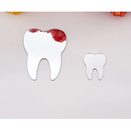 50pcs of DIY Teeth Shape Wall Mirror Sticker, Dental Care Mirrored Teeth Decals for Dentist Clinic Party Decoration (2'', Silver Mirror)