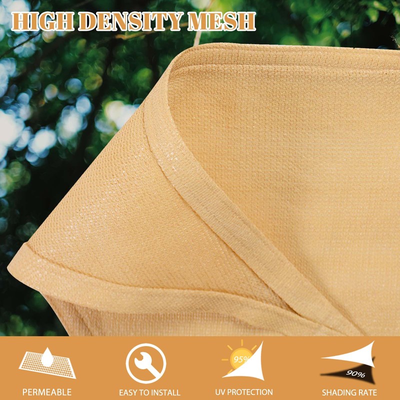 Cool Area Sun Shade Sail 10x10x10FT Triangle Shade Canopy Outdoor