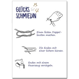 Glücksschmiedin - Courage and Love Gift, Wish Bracelet and Silver-Coloured Pendant with Saying Cards, Metal, Without Stone