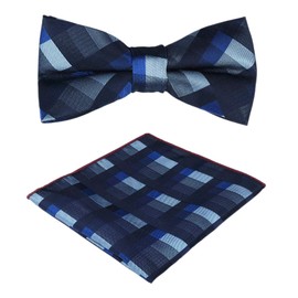 Juego de lazos precatados para hombre con diseño de cuadros para boda, formal, con bolsillo cuadrado y lazos, Plaid 3, Talla única