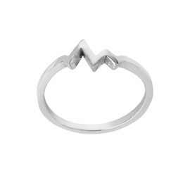 Silverly Women's 925 Sterling Silver Heart Pulse Heartbeat Zig-Zag Ring