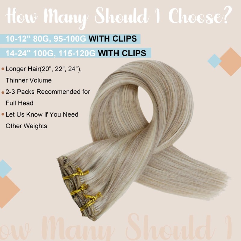 Full Shine Clip in Hair Extensions 16 Inch Color 18