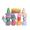 QINGBAO 18 PCs Wooden Sorting Stacking Rocks Balancing Stones,Educational Preschool