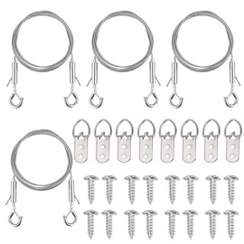 Picture Wire, 4 Adjustable Picture Hanging Wires for Heavy Duty Art, Mirrors and Frames, Stainless Steel Picture Hanging Kit with Secure Hold, Easy Installation