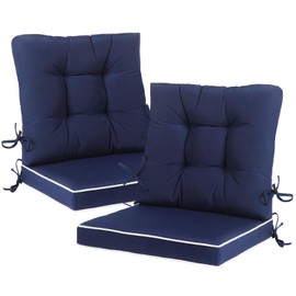 Blytieor Outdoor Patio Chair Cushions Set of 2, Water Resistant Square Seat/Back Cushions with Ties, All Weather 36"x20" Seating Cushions for Outdoor Furniture