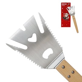 JYiuog Multifunctional Barbecue Spatula, 6-in-1 Barbecue Accessories, Stainless Steel Barbecue Spatula with Wooden Handle