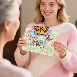 Pop Up Birthday Cards Butterfly Flower, 3D Greeting Cards for Women Wife Mom Sister Aunt Grandmother Cousin Friend Daughter in Law, Suitable Anniversary and Thank you,With Envelope&Message Card