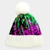Mardi Gras Sequin Pom Pom Beanie Hat Parade wear Carnival