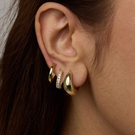 6 Pairs Gold Hoop Earrings Set for Women Trendy Chunky Huggie Dainty Earring Jewelry Small Fashion Hoop Earrings for Gifts (Gold Earrings)