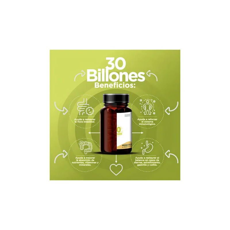 Bioflora Probióticos Prebióticos 30 Billones UFC 35 Cáps Veganas